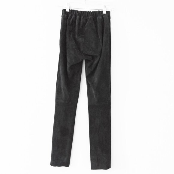 Joseph $1200 Slim Fit Suede Leggings 100% Lambskin with Stretch in Black - Picture 8 of 14